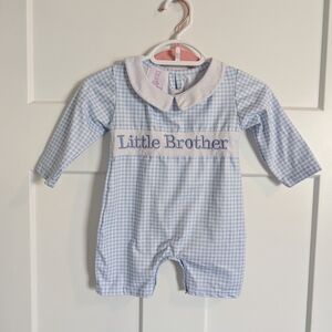 Blue Gingham Little Brother Romper